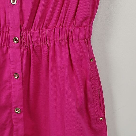 Halston Button Front Dress Bright Rose Size M NWOT - Picture 4 of 11